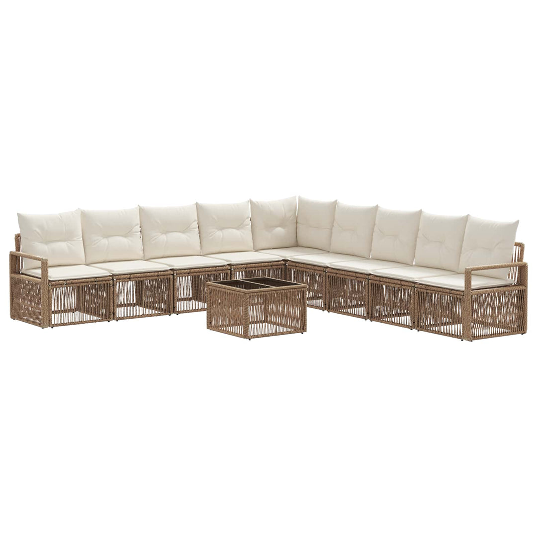 Havesofa Sæt 10 stk. Beige polyrattan