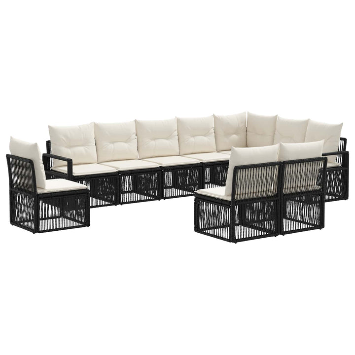 Havesofa Sæt 10 stk. Sort polyrattan