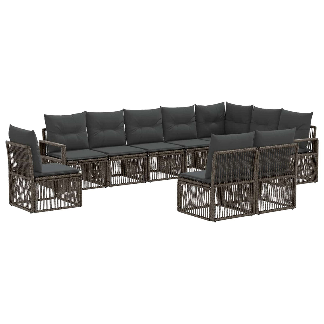 Havesofa Sæt 10 stk. Grå polyrattan