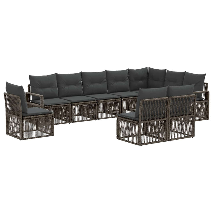 Havesofa Sæt 10 stk. Grå polyrattan