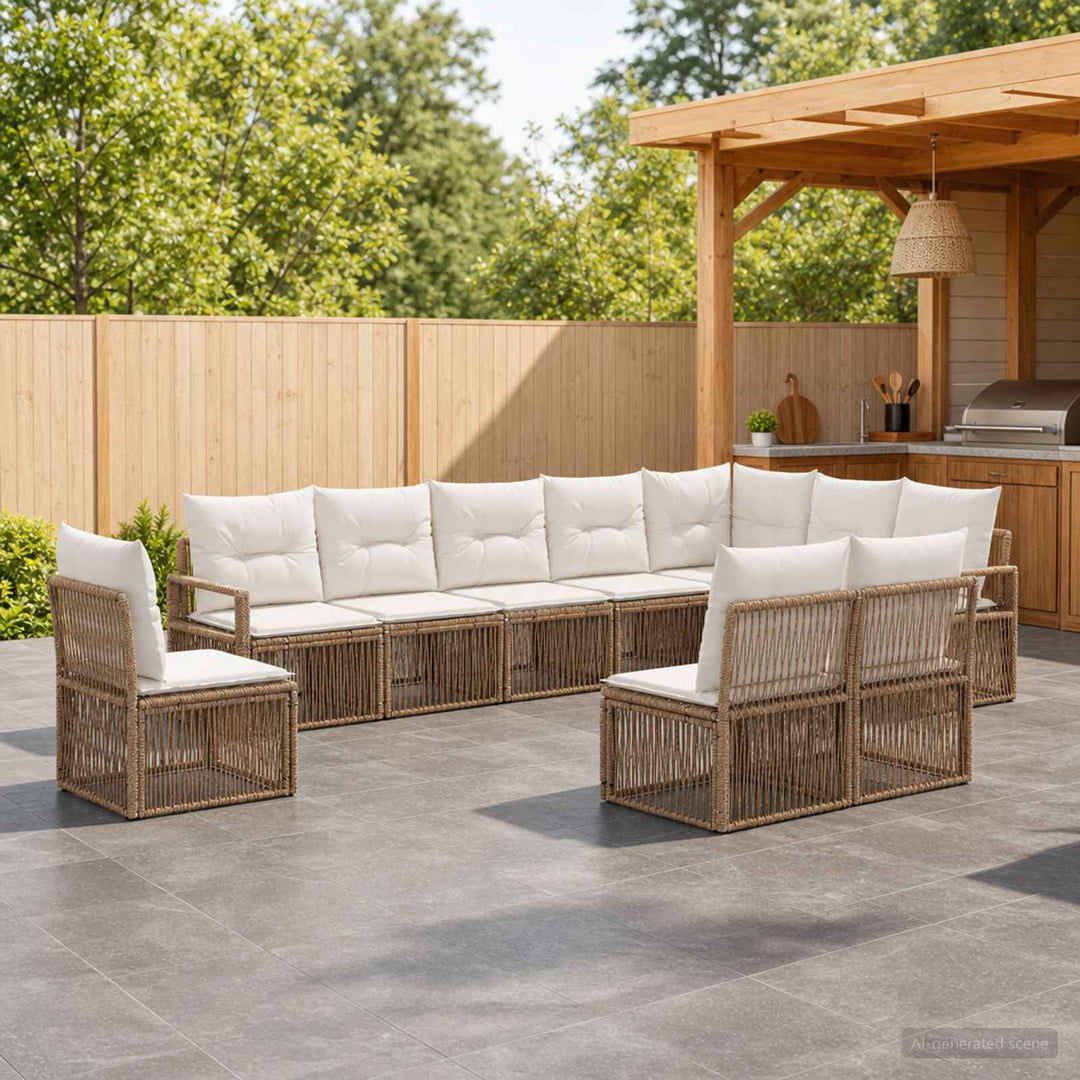 Havesofa Sæt 10 stk. Beige polyrattan