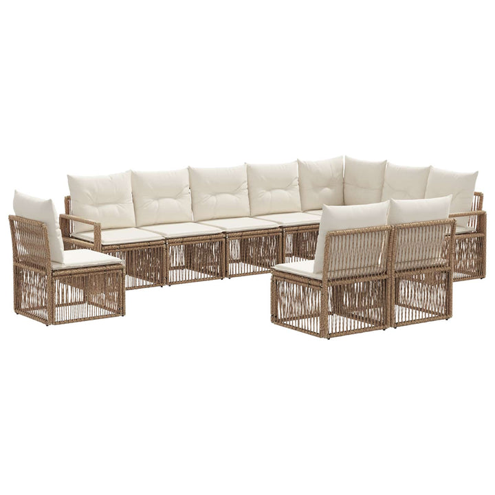 Havesofa Sæt 10 stk. Beige polyrattan