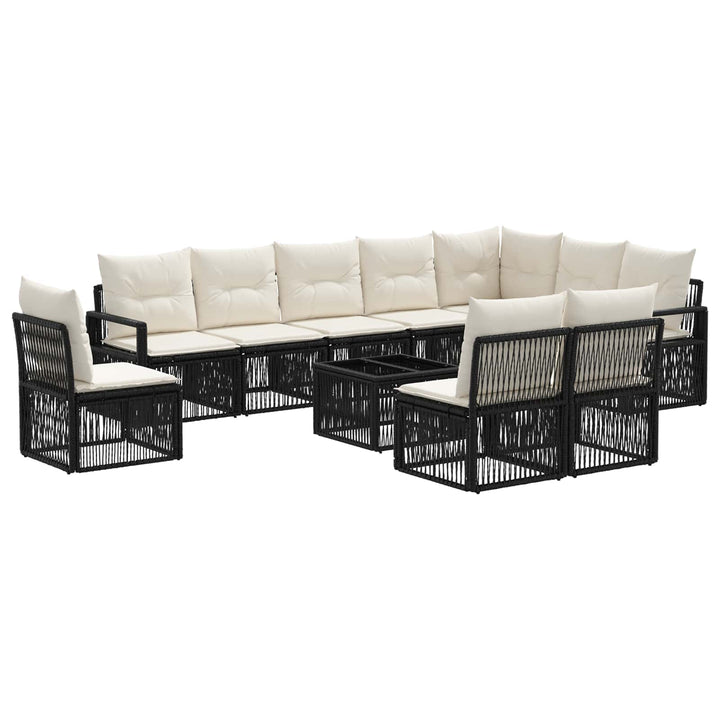 Havesofa Sæt 11 stk. Sort polyrattan