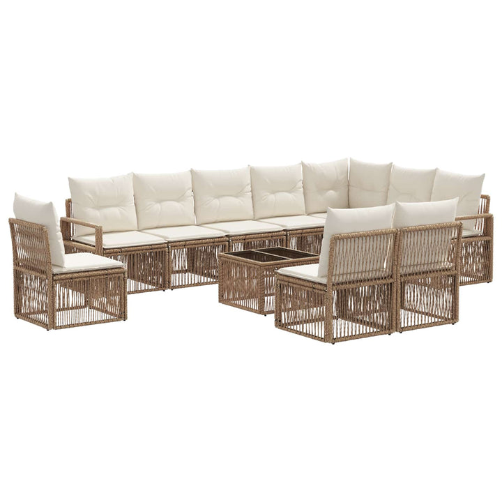 Havesofa Sæt 11 stk. Beige polyrattan