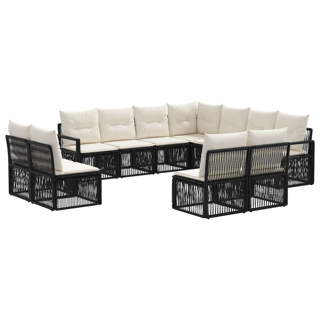 Havesofa Sæt 11 stk. Sort polyrattan