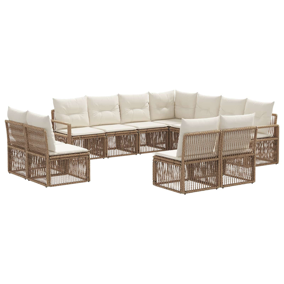Havesofa Sæt 11 stk. Beige polyrattan