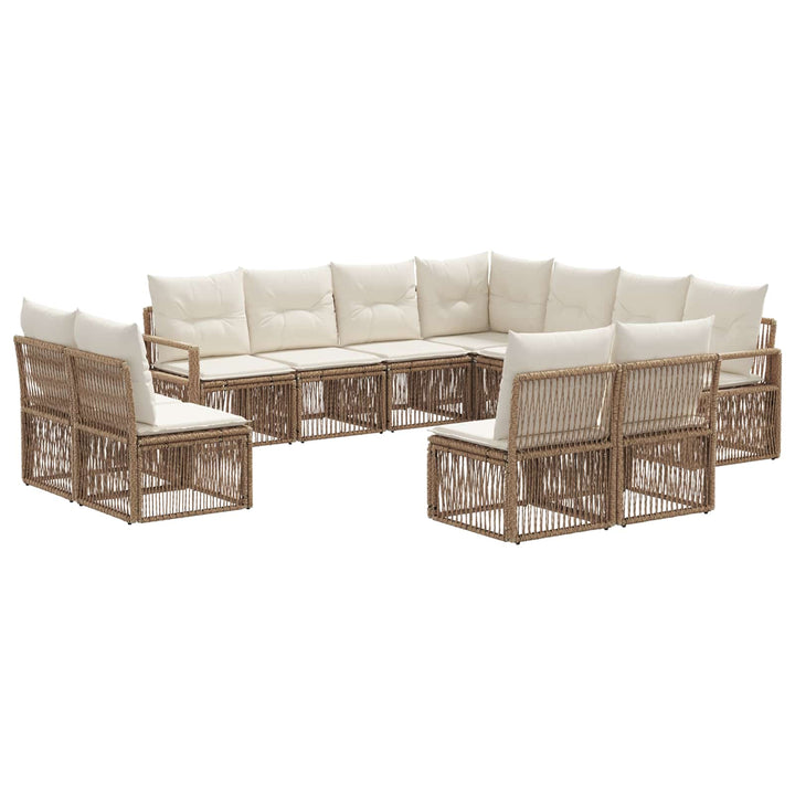Havesofa Sæt 11 stk. Beige polyrattan