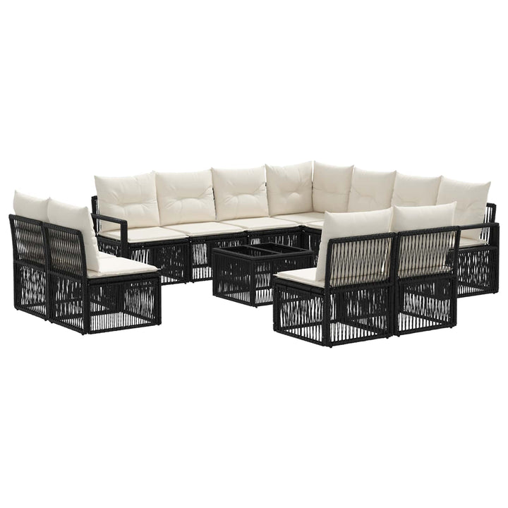 Havesofa Sæt 12 stk. Sort polyrattan