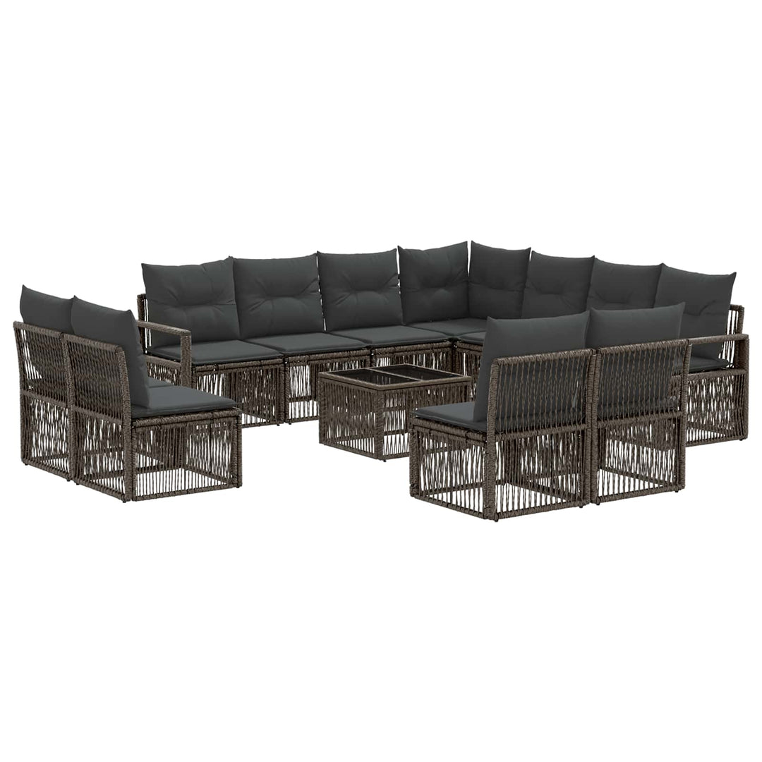 Havesofa Sæt 12 stk. Grå polyrattan