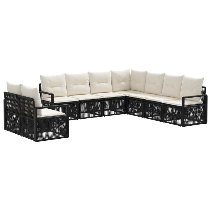 Havesofa Sæt 9 stk. Sort polyrattan
