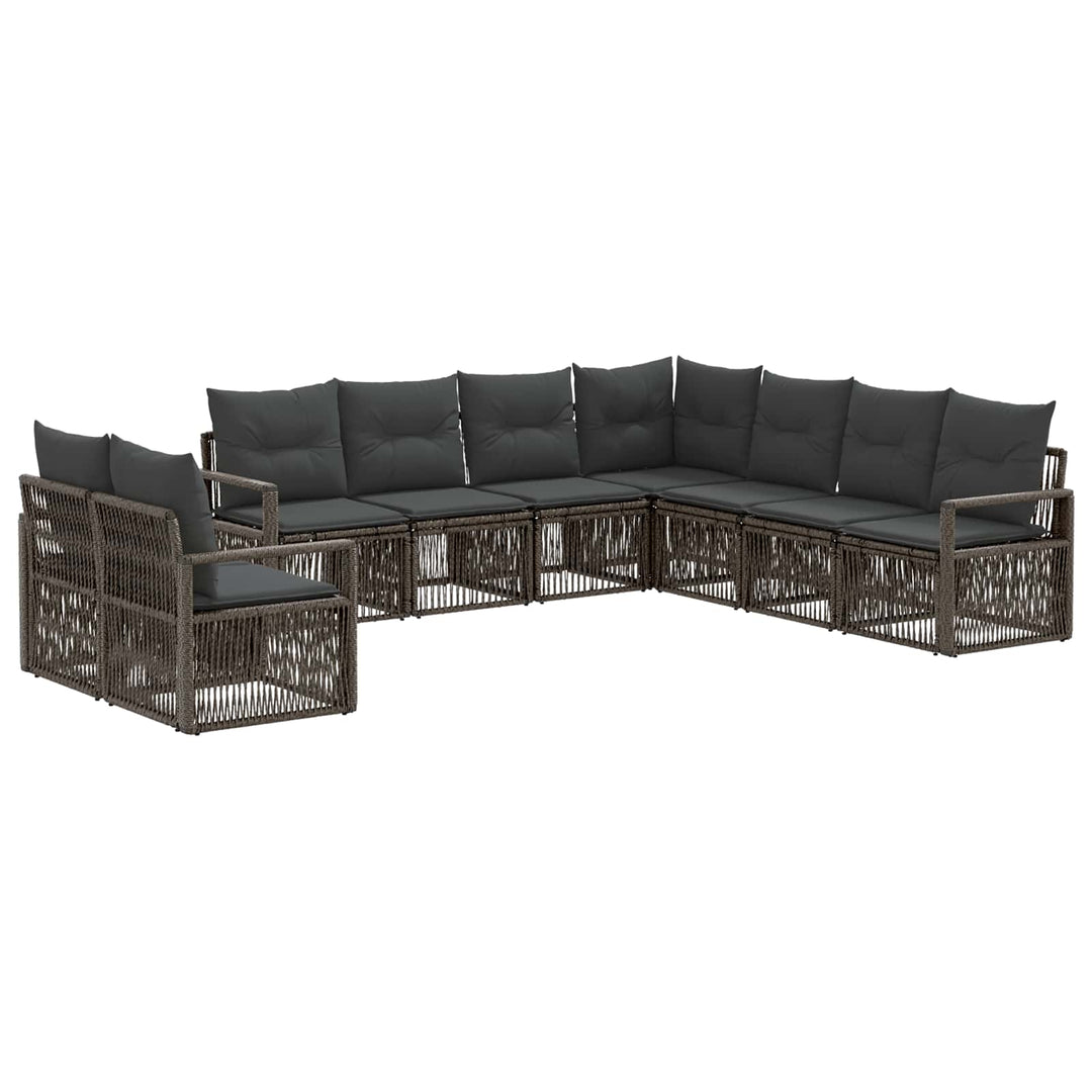 Havesofa Sæt 9 stk. Grå polyrattan