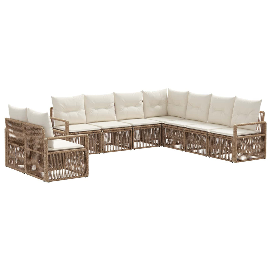Havesofa Sæt 9 stk. Beige polyrattan