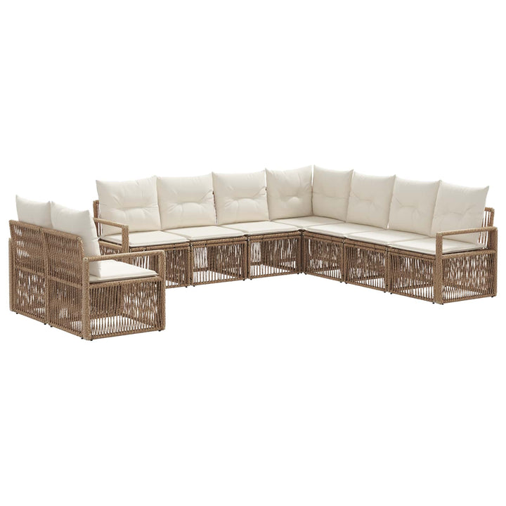 Havesofa Sæt 9 stk. Beige polyrattan