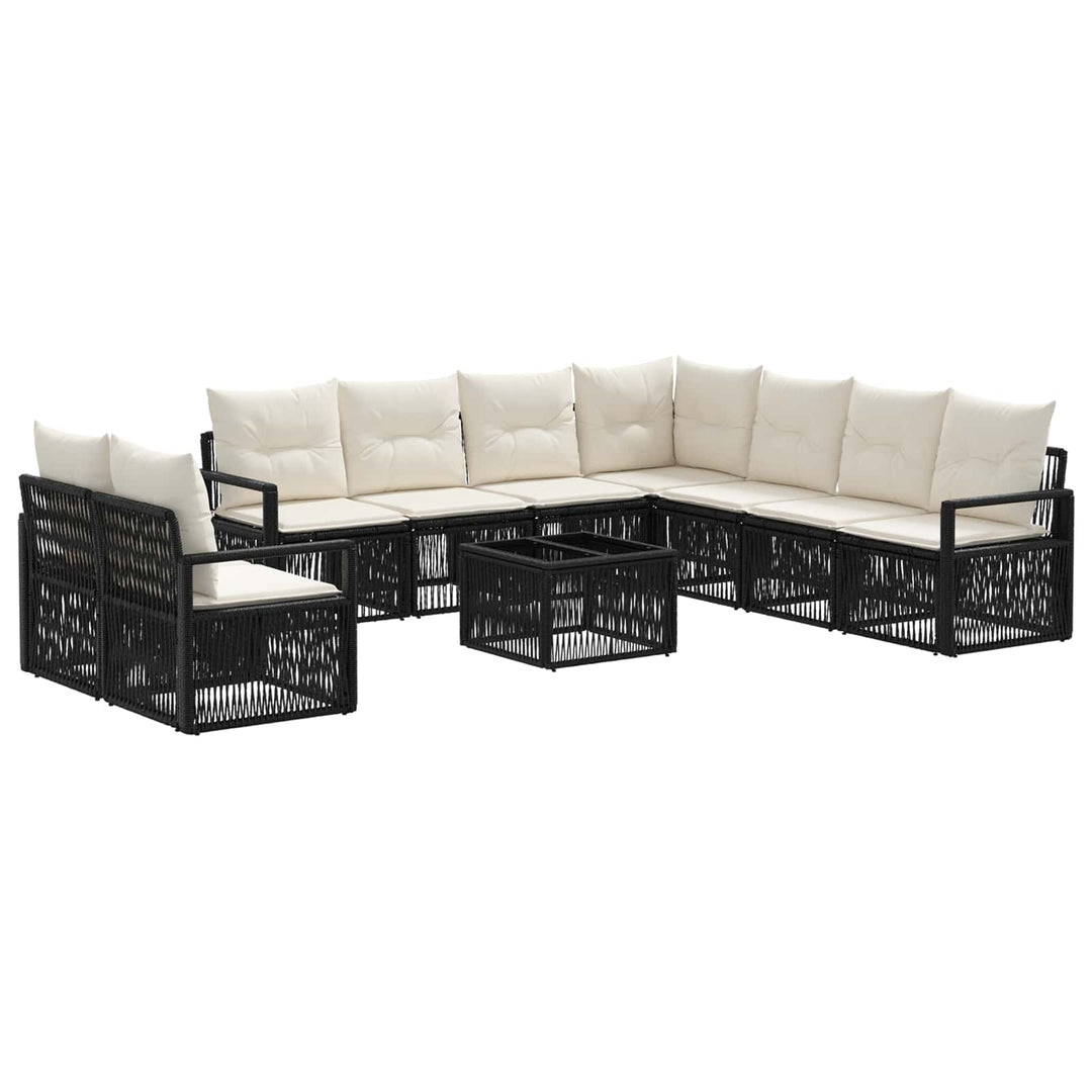 Havesofa Sæt 10 stk. Sort polyrattan