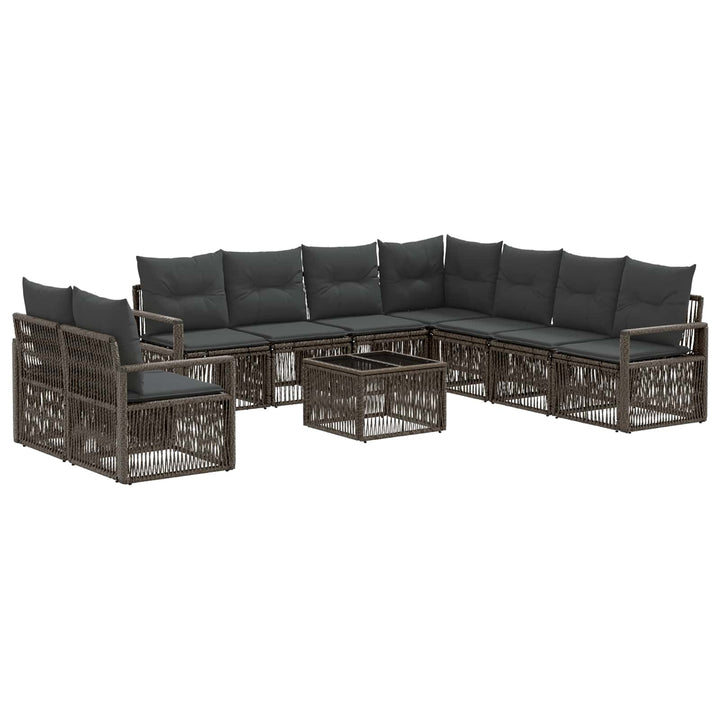 Havesofa Sæt 10 stk. Grå polyrattan
