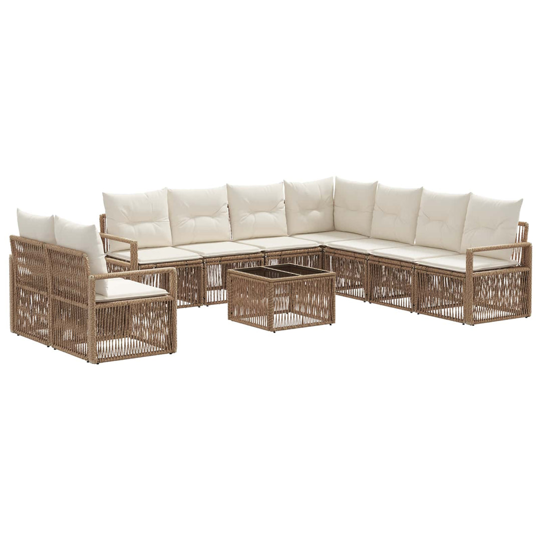 Havesofa Sæt 10 stk. Beige polyrattan