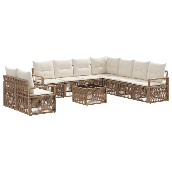 Havesofa Sæt 10 stk. Beige polyrattan