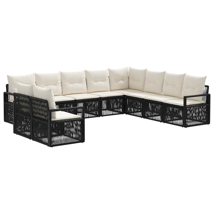 Havesofa Sæt 10 stk. Sort polyrattan
