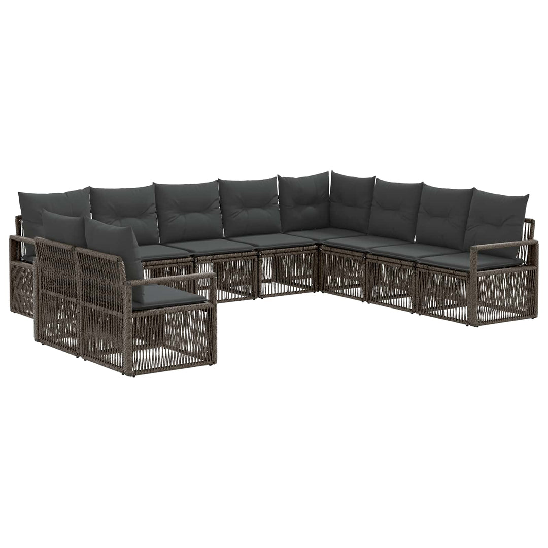 Havesofa Sæt 10 stk. Grå polyrattan