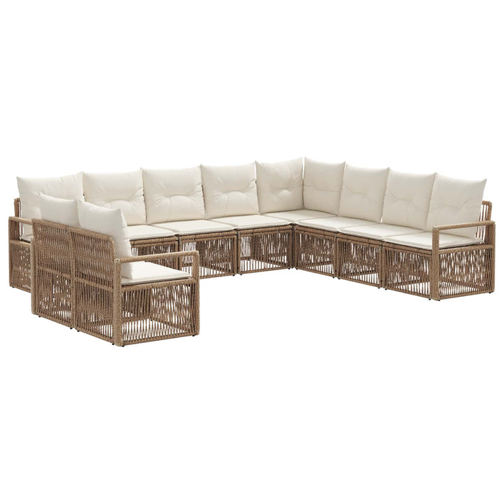 Havesofa Sæt 10 stk. Beige polyrattan