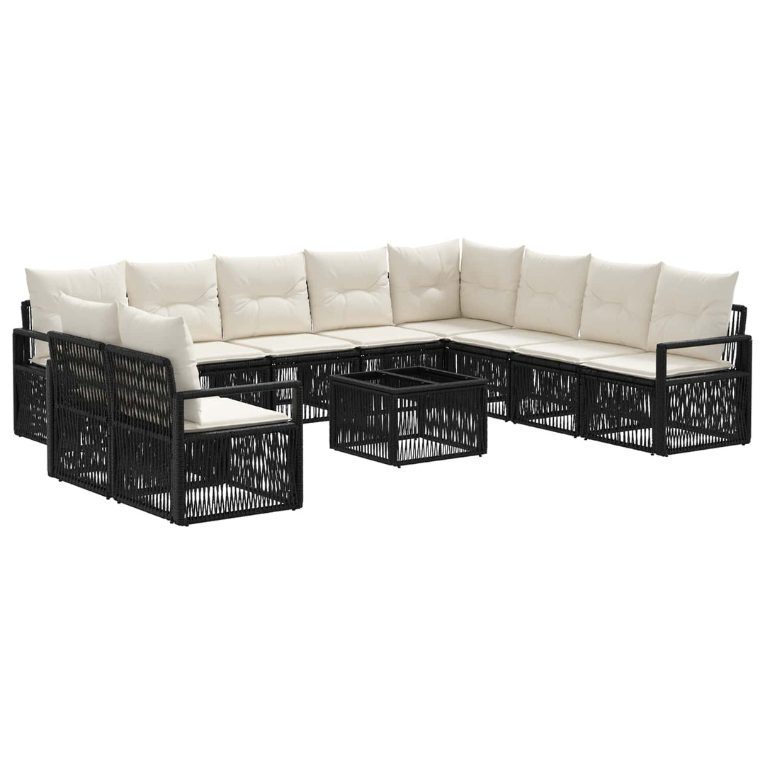 Havesofa Sæt 11 stk. Sort polyrattan
