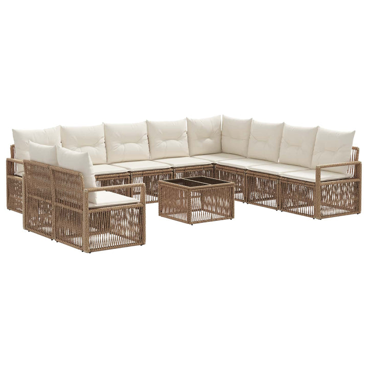 Havesofa Sæt 11 stk. Beige polyrattan