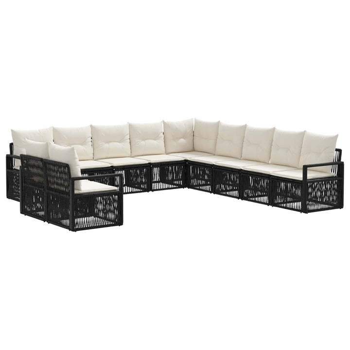 Havesofa Sæt 11 stk. Sort polyrattan
