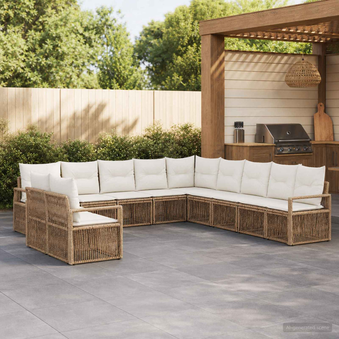 Havesofa Sæt 11 stk. Beige polyrattan