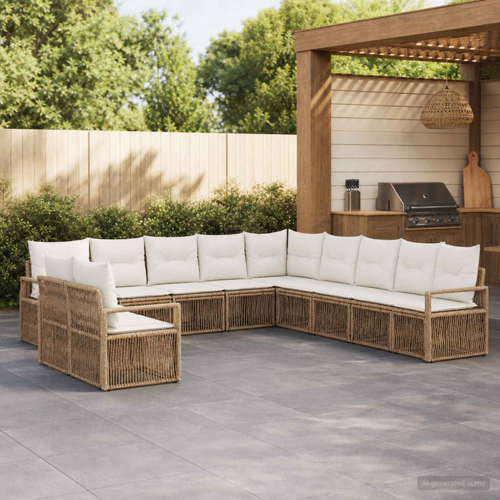Havesofa Sæt 11 stk. Beige polyrattan