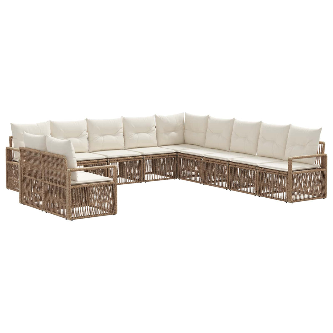 Havesofa Sæt 11 stk. Beige polyrattan