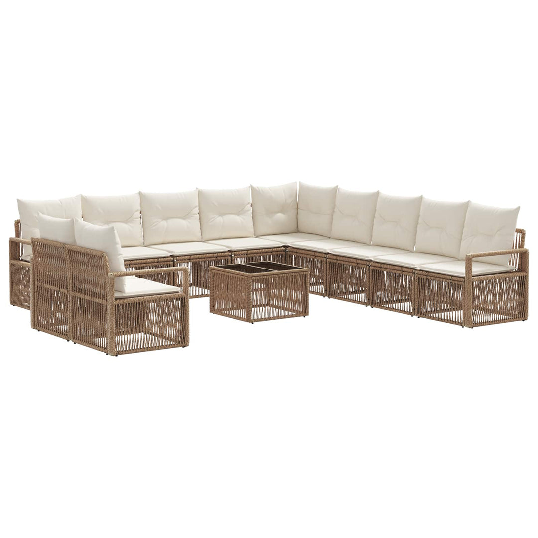 Havesofa Sæt 12 stk. Beige polyrattan