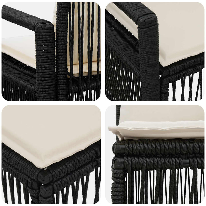Havesofa Sæt 7 stk. 7-Antal sæder Sort polyrattan