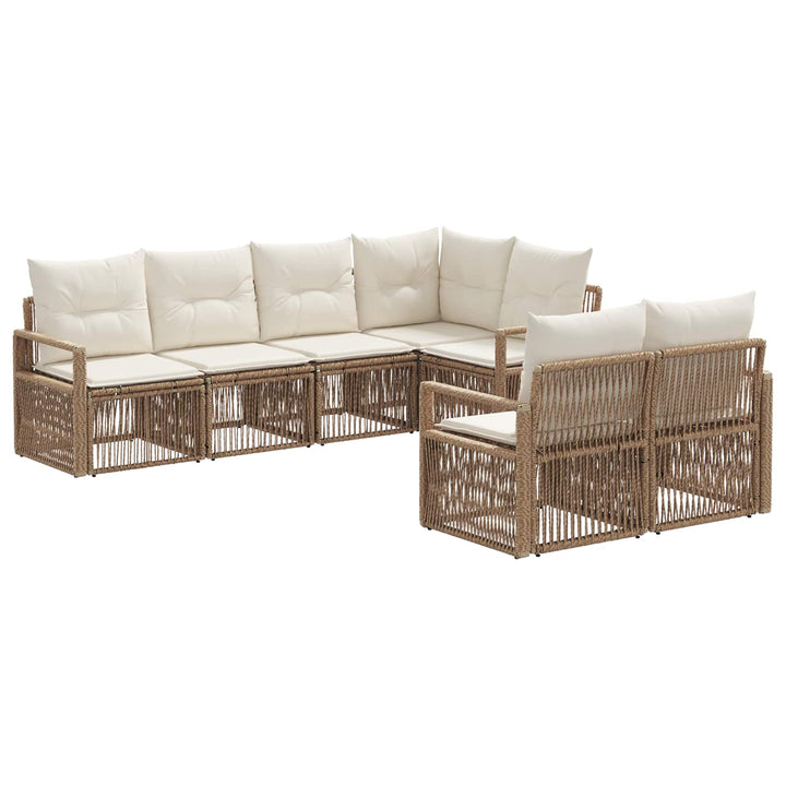 Havesofa Sæt 7 stk. 7-Antal sæder Beige polyrattan