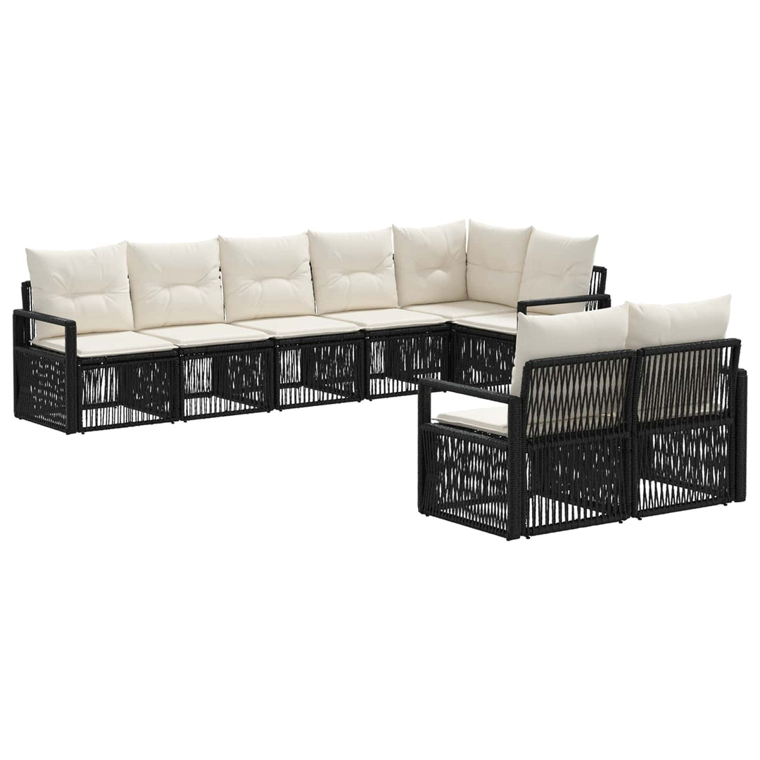 Havesofa Sæt 8 stk. Sort polyrattan