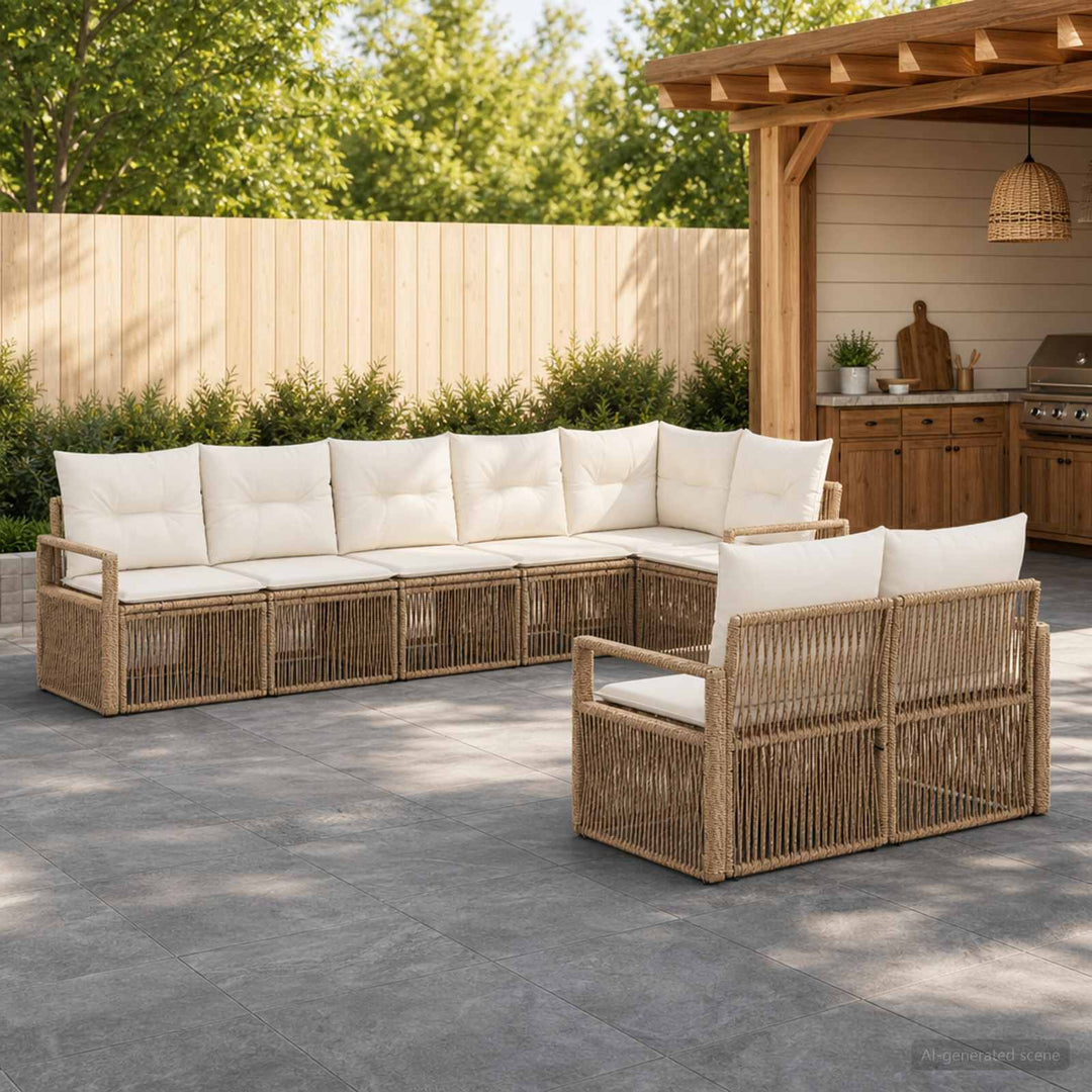 Havesofa Sæt 8 stk. Beige polyrattan