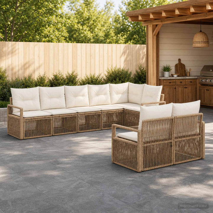 Havesofa Sæt 8 stk. Beige polyrattan