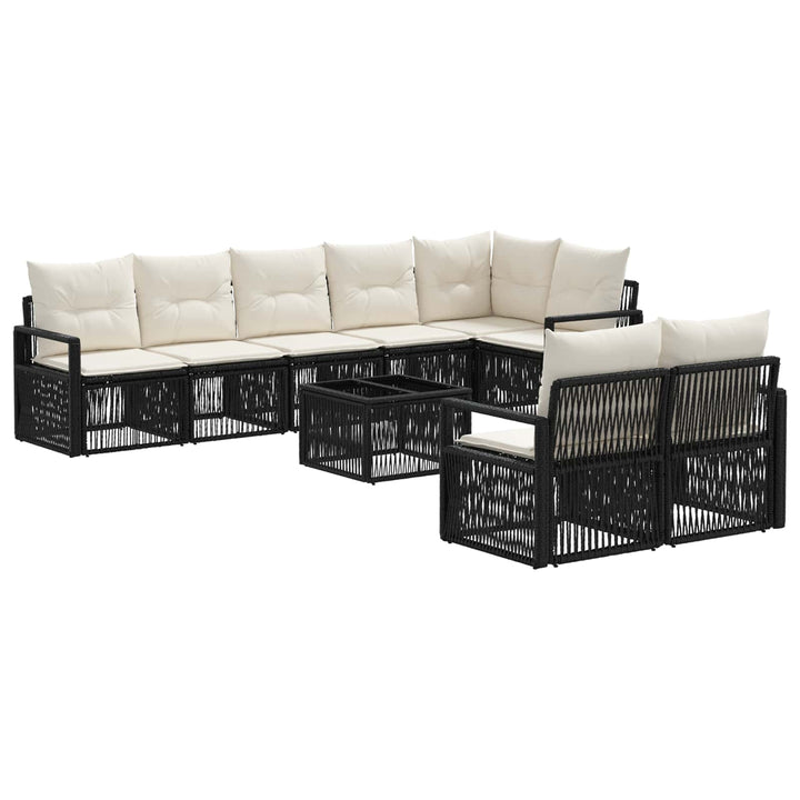 Havesofa Sæt 9 stk. Sort polyrattan