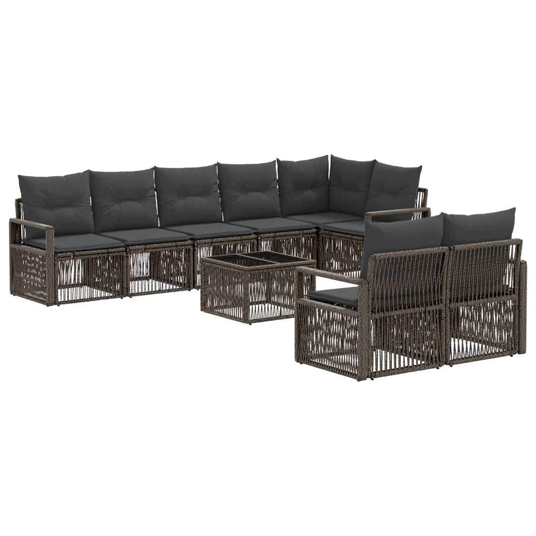 Havesofa Sæt 9 stk. Grå polyrattan