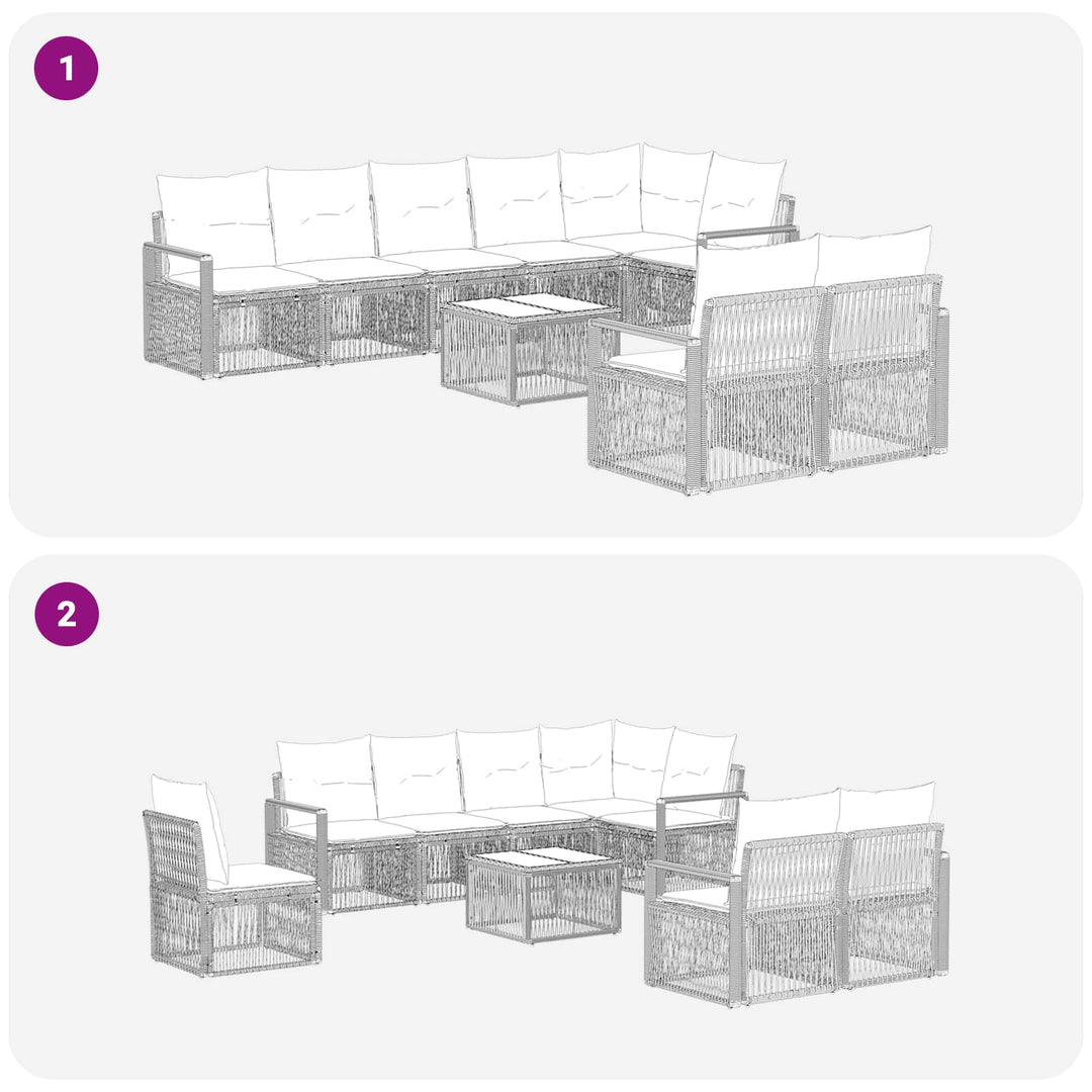 Havesofa Sæt 9 stk. Grå polyrattan