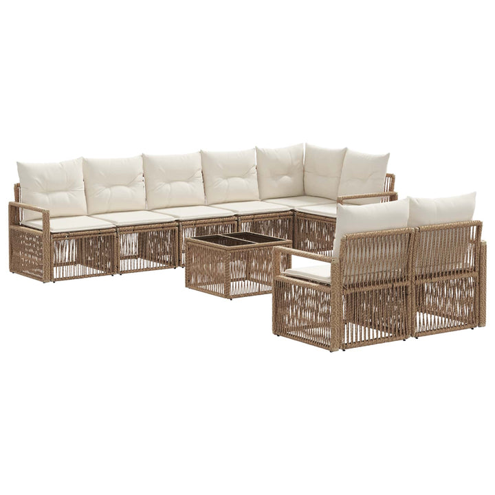 Havesofa Sæt 9 stk. Beige polyrattan