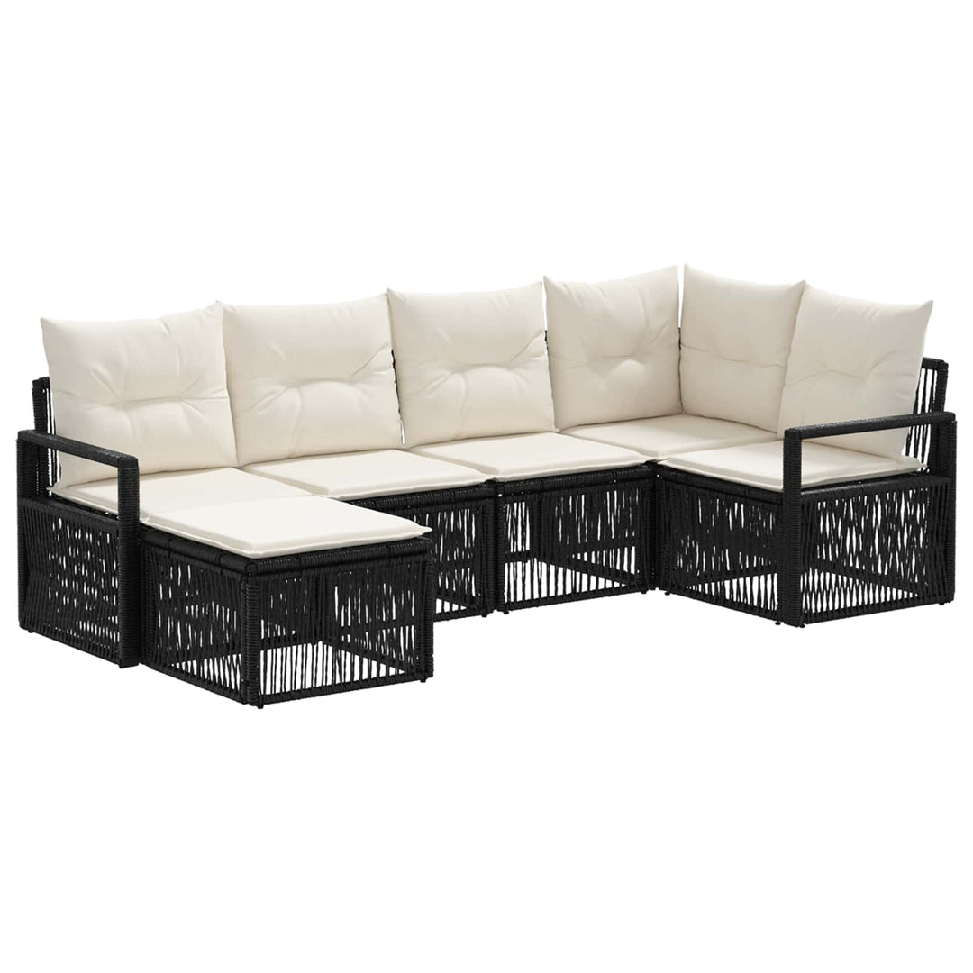Havesofa Sæt 6 stk. Sort polyrattan