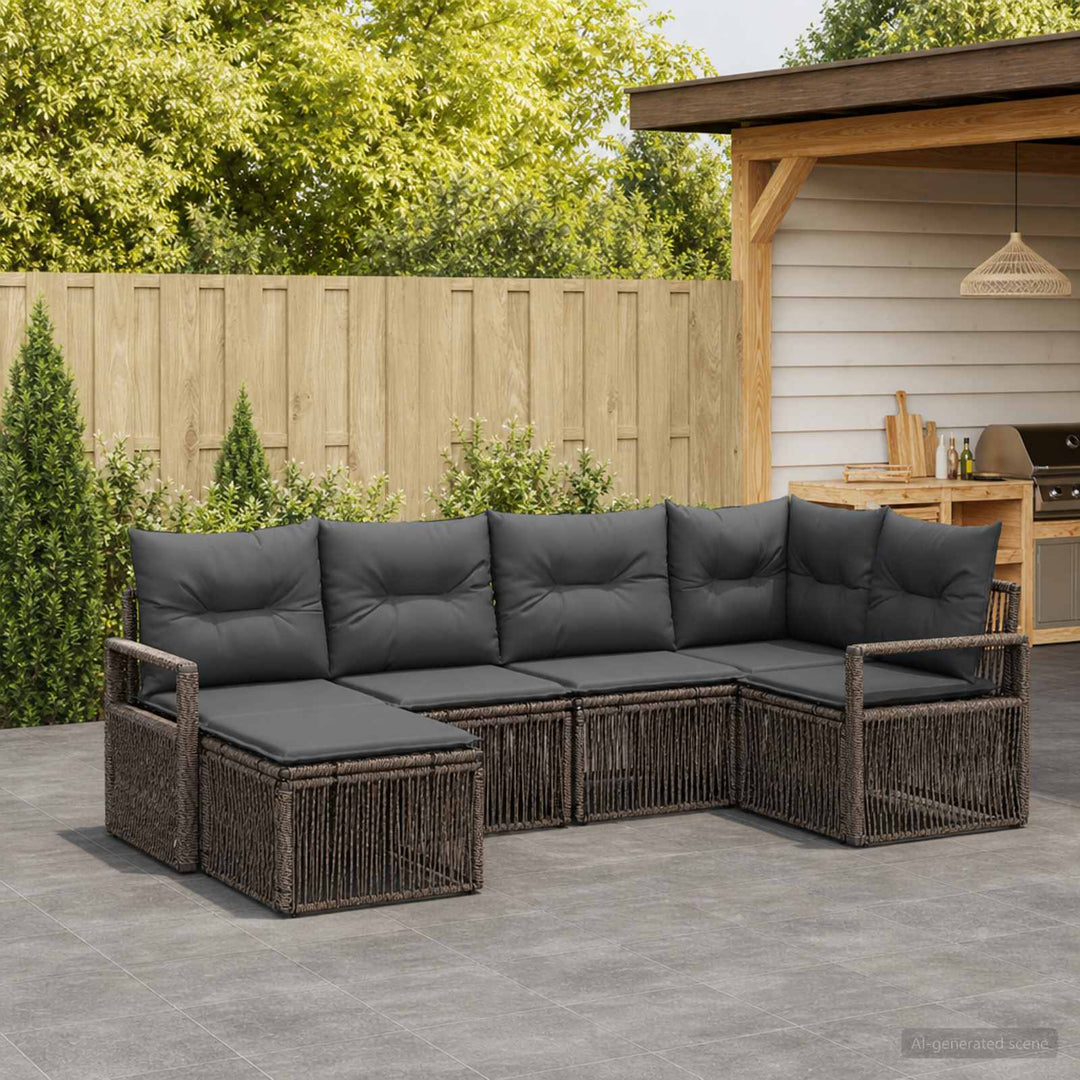 Havesofa Sæt 6 stk. Grå polyrattan