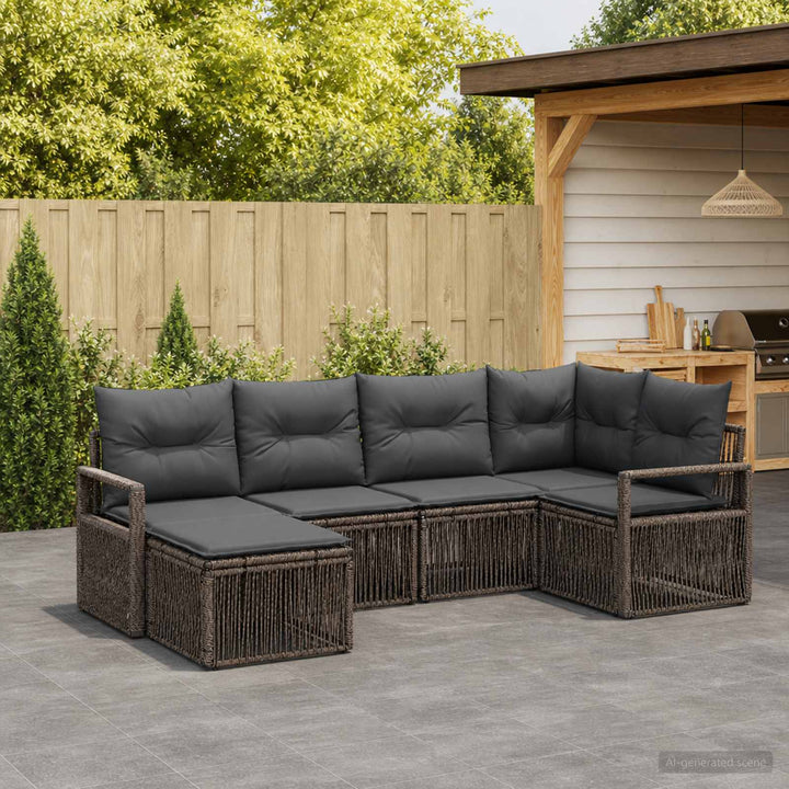 Havesofa Sæt 6 stk. Grå polyrattan