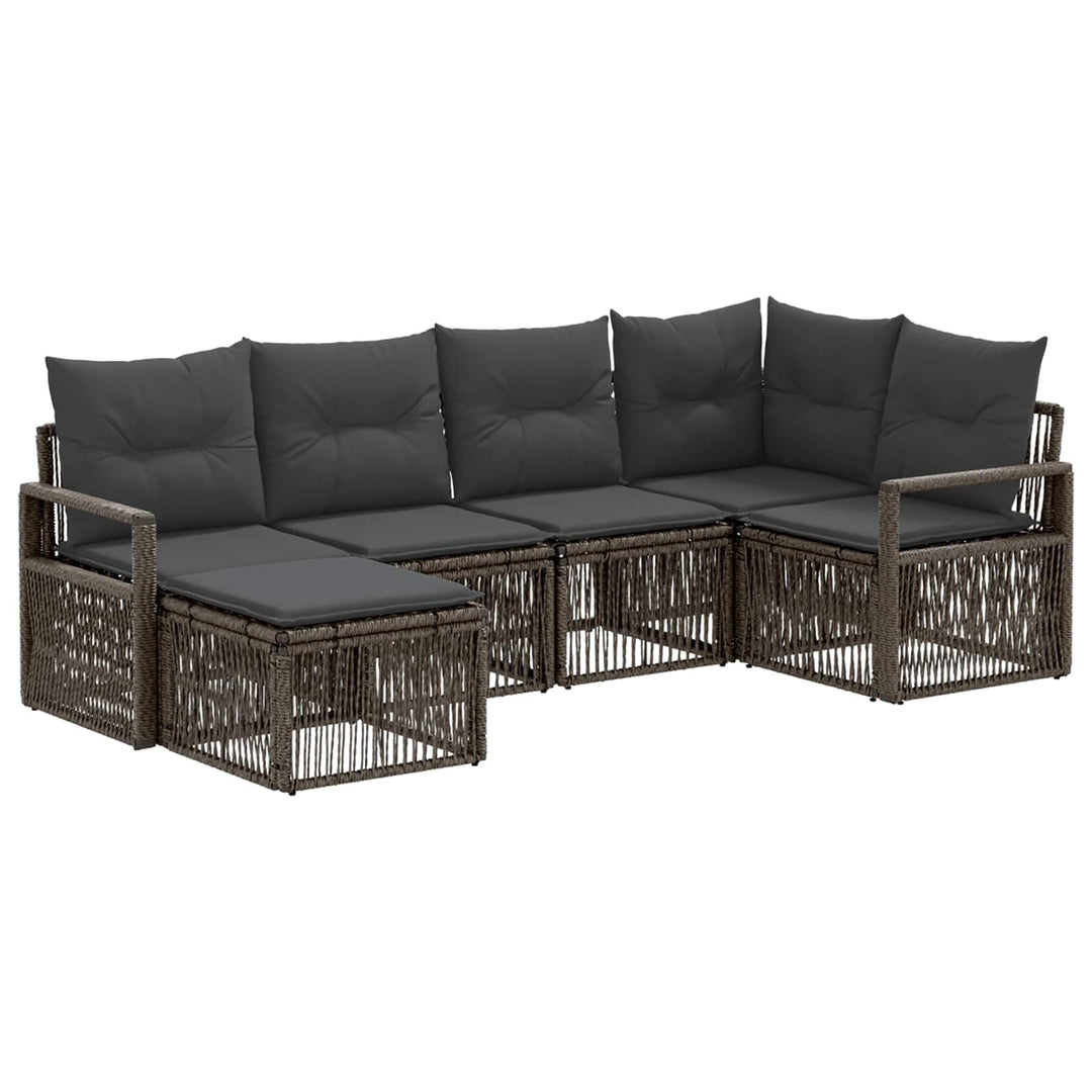 Havesofa Sæt 6 stk. Grå polyrattan