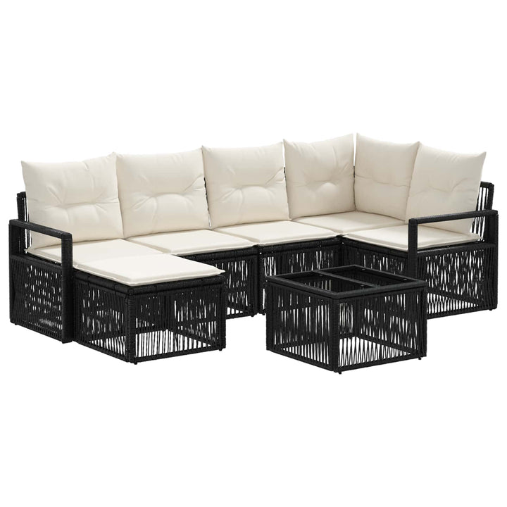 Havesofa Sæt 7 stk. Sort polyrattan