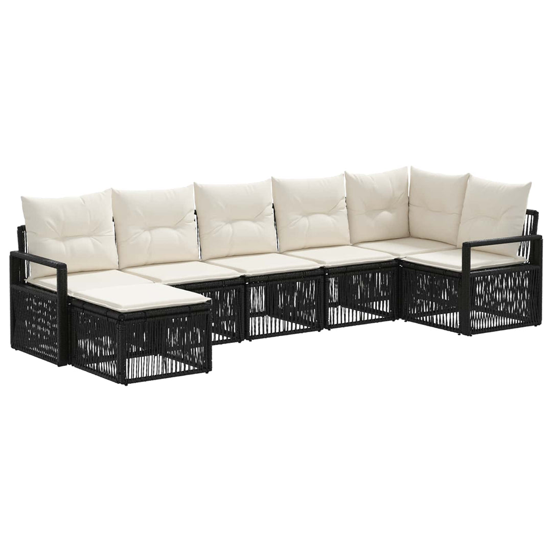 Havesofa Sæt 7 stk. Sort polyrattan