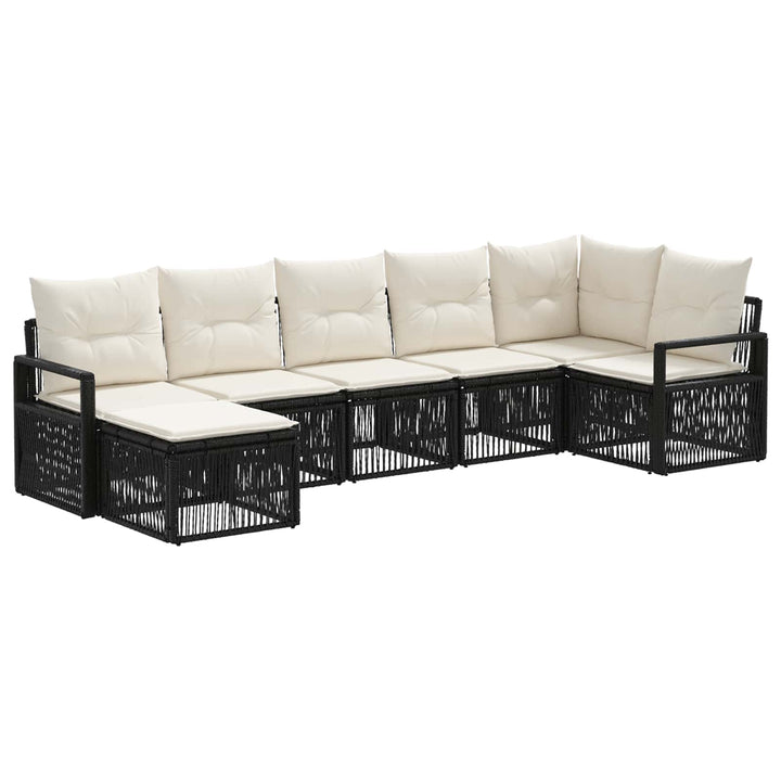 Havesofa Sæt 7 stk. Sort polyrattan