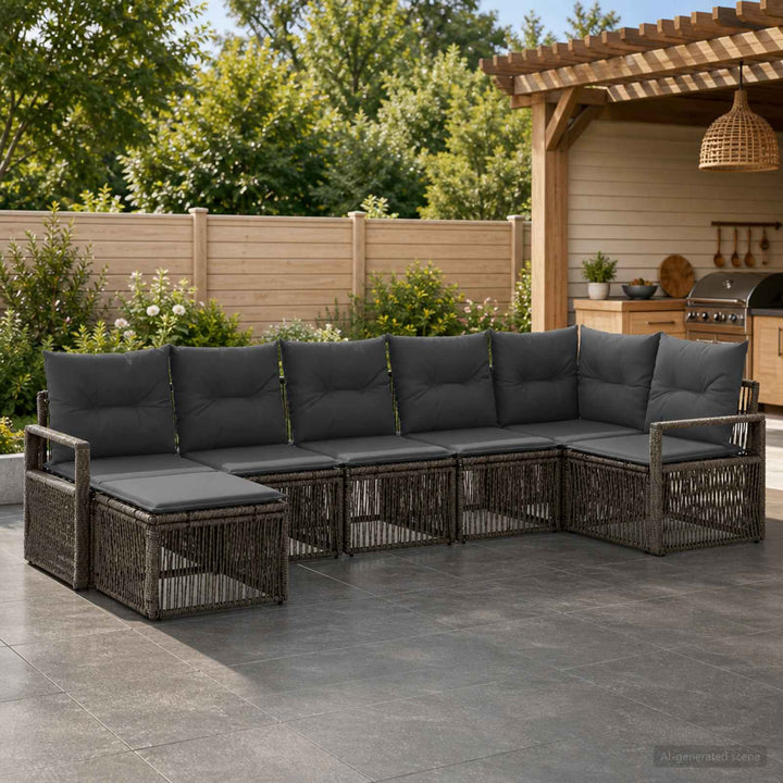 Havesofa Sæt 7 stk. Grå polyrattan