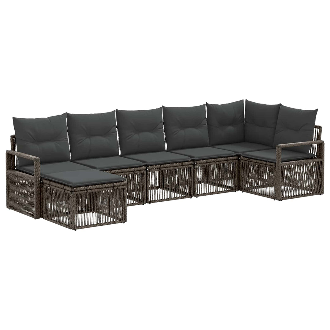 Havesofa Sæt 7 stk. Grå polyrattan