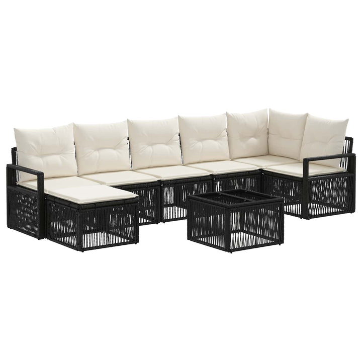 Havesofa Sæt 8 stk. Sort polyrattan